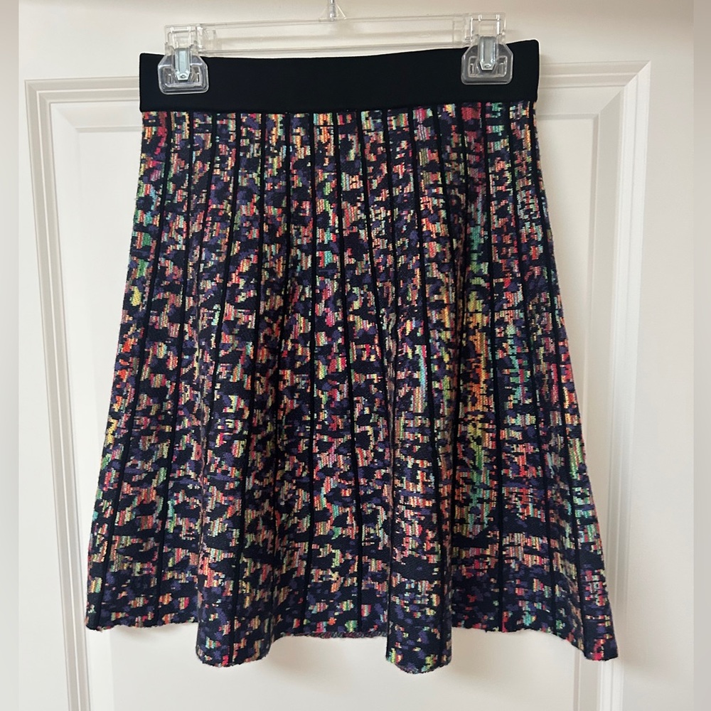 Sioni Women’s Multicolor Faux Pleat Skater A-Line Knit Skirt - Small